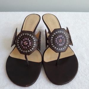 Ann Taylor Loft kitten heel medallion thong sandal